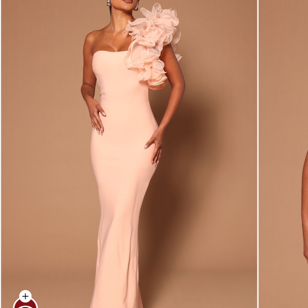 Fashion Nova Blush One-Shoulder Dress